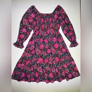 Terra & Sky Floral Midi Dress - Pink and Green